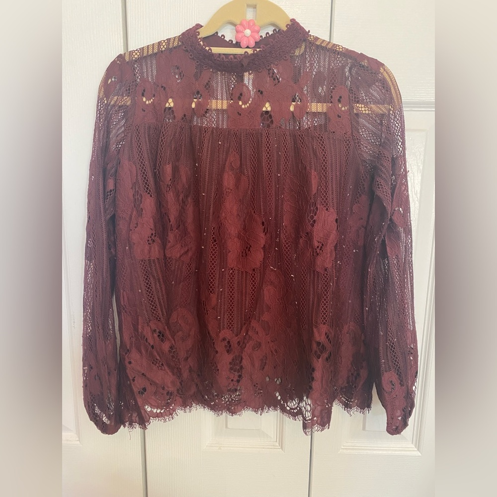 Maroon, lace shirt